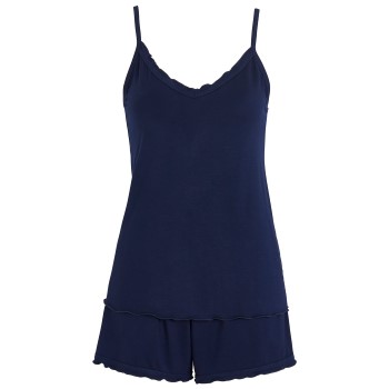 Damella Bamboo Plain Pyjamas Set Marineblå Bambus Medium Dame
