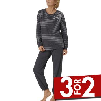 Triumph Lounge Me Cotton Pyjama With Cuff Mørkgrå bomuld 38 Dame
