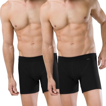 Schiesser 2P Authentic Shorts With Fly Sort bomuld Large Herre