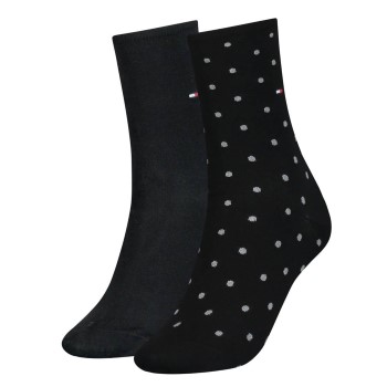 Tommy Hilfiger Strømper 2P Women Dot Sock Sort Str 35/38 Dame