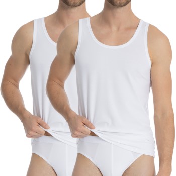 Calida 2P Natural Benefit Athletic Shirt Hvid bomuld Large Herre