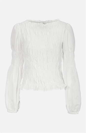 Viskosebluse med smocksyede sømme Henva