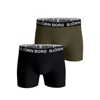 Björn Borg 2P Cotton Stretch Shorts 2112 Sort/Grøn bomuld Large Herre