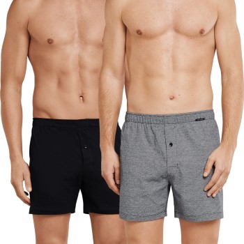 Schiesser 2P Essentials Cotton Boxer Shorts Grå bomuld Large Herre