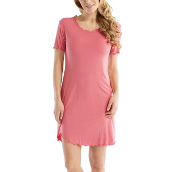Damella Bamboo Plain Short Sleeve Nightdress Koral Bambus Large Dame