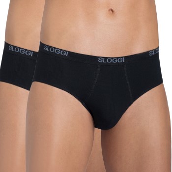 Sloggi 2P For Men Basic Midis Sort bomuld Large Herre