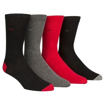 Calvin Klein Strømper 4P Freddie Bonus Heel Toe Sock Sort/Rød Str 40/46 Herre