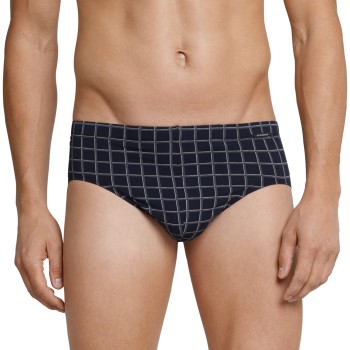 Schiesser Day and Night Check Mini Brief Mørkblå bomuld Large Herre