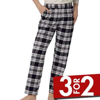 Triumph Lounge Me Cotton Flannel Pants Sort mønstret bomuld 42 Dame