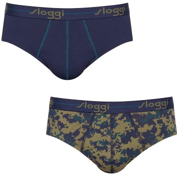 Sloggi 2P For Men Start Midi Marine mønster bomuld Large Herre