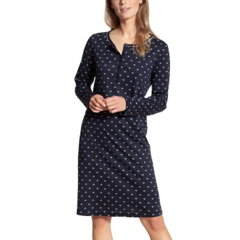 Calida Night Lovers Longe Sleeve Sleepshirt Mørkblå bomuld Small Dame