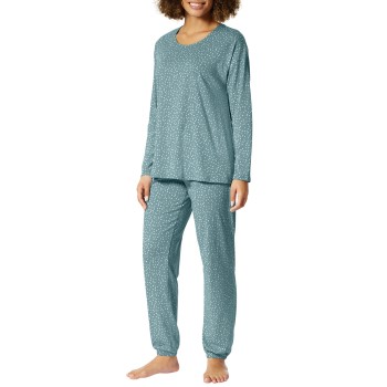 Schiesser Minimal Comfort Fit Pyjama With Cuffs Grøn Mønster 38 Dame