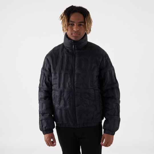 Embossed logo puffer