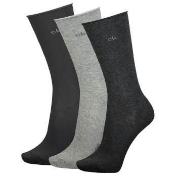 Calvin Klein Strømper 3P Emma Roll Top Crew Socks Grå Strl 37/41 Dame