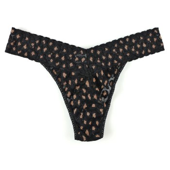 Hanky Panky Trusser Cross Dyed Leopard Original Rise Thong Sort mønstret nylon One Size Dame