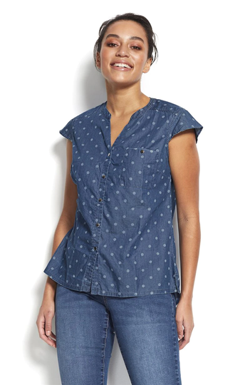 Prikket denimbluse