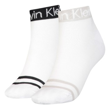 Calvin Klein Strømper 2P Logo Welt Quarter Socks Hvid One Size Dame