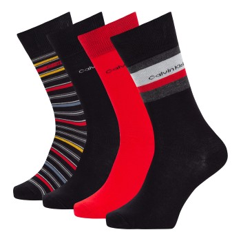 Calvin Klein Strømper 4P David Crew Socks Gift Box Sort/Rød One Size Herre