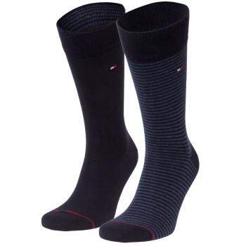 Tommy Hilfiger Strømper 2P Men Sock Stripe Sort/Blå Str 43/46 Herre