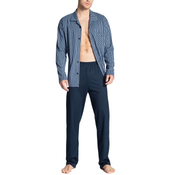 Calida Relax Imprint Buttoned Pyjama Blå bomuld Large Herre