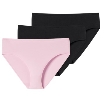 Schiesser Trusser 3P 95-5 Organic Cotton Tai Sort/Rosa økologisk bomuld 36 Dame
