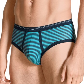 Calida Yellowbration Brief Turkis stribet bomuld Medium Herre