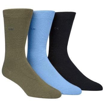 Calvin Klein Strømper 3P Eric Cotton Flat Knit Socks Blå/Grøn Str 40/46 Herre