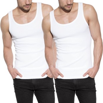 Bread and Boxers Men Tanks 2P Hvid økologisk bomuld Large Herre