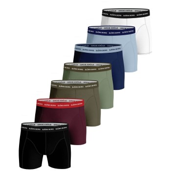 Björn Borg 7P Essential Shorts 2117 Blå/Grøn bomuld Large Herre