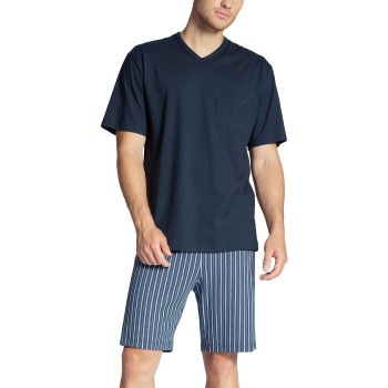 Calida Relax Imprint Short Pyjama Blå bomuld Large Herre