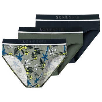 Schiesser 3P 95-5 Organic Cotton Rio Brief Grøn Mønster bomuld Large Herre