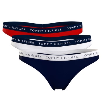 Tommy Hilfiger Trusser 3P Recycled Essentials Thong Rød/Blå Medium Dame