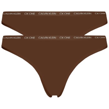 Calvin Klein Trusser 2P One Cotton Stretch Thong Mørkbrun bomuld Large Dame