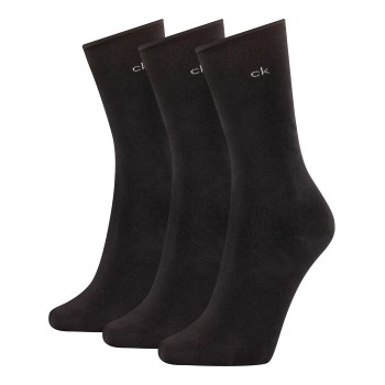 Calvin Klein Strømper 3P Emma Roll Top Crew Socks Sort Strl 37/41 Dame
