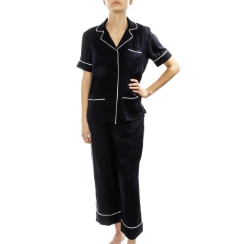 DKNY Walk The Line SS Top And Crop Pant Marineblå polyester Small Dame