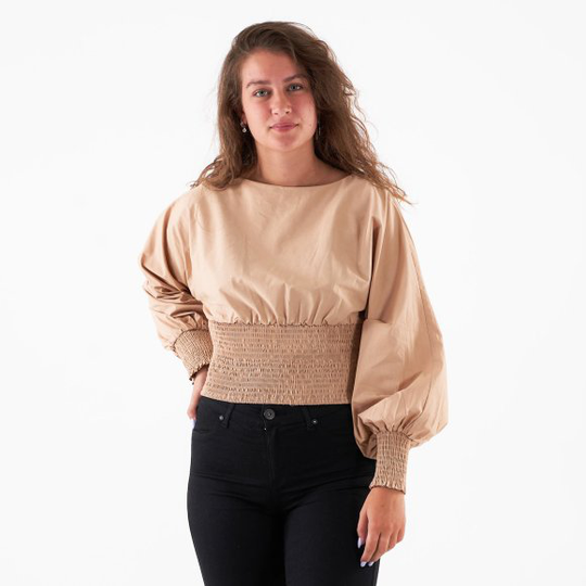 Balloon sleeve smock top