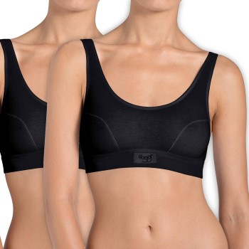 Sloggi Bh 2P Double Comfort Top Sort bomuld 36 Dame