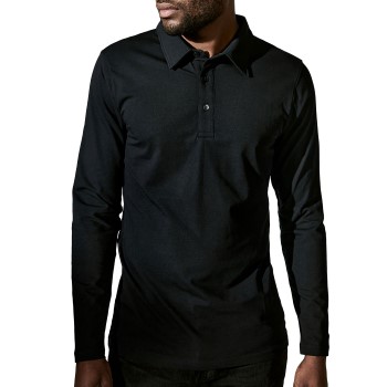 Bread and Boxers Organic Cotton LS Polo Shirt Sort økologisk bomuld Large Herre