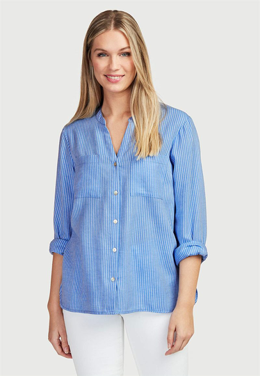 Stribet bluse i linnedmix