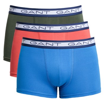 Gant 3P Basic Cotton Trunks Blå/Rød bomuld X-Large Herre