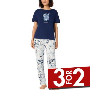 Triumph Lounge Me Cotton Pyjama SS Set Mørkblå bomuld 42 Dame