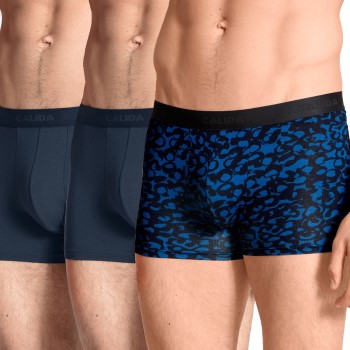 Calida 3P Natural Benefit Boxer Sort/Blå bomuld X-Large Herre