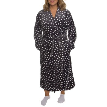 Damella Fleece Printed Dot Robe Antracit polyester Medium Dame