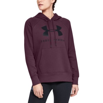 Under Armour Rival Fleece Sportstyle Hoodie Vinrød Small Dame