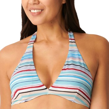 Sloggi Shore Candy Basslet Halterneck Bikini Top Lyseblå Stribe Large Dame
