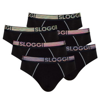 Sloggi 6P Men Go ABC Organic Cotton Natural Midi Sort økologisk bomuld Large Herre