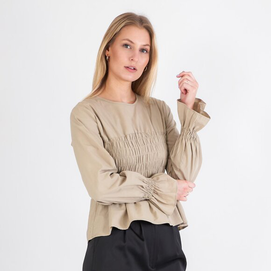 Smocked peplum ls