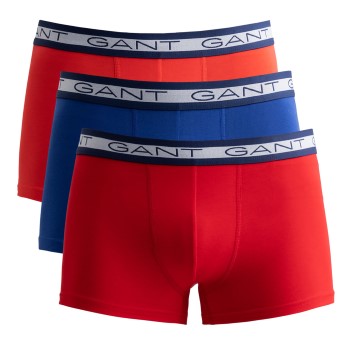 Gant 3P Basic Cotton Trunks Rød/Blå bomuld Medium Herre