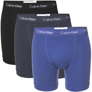 Calvin Klein 3P Cotton Stretch Boxer Brief Blå bomuld Large Herre