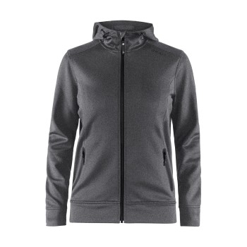 Craft Noble Full Zip Hood Women Mørkgrå polyester Large Dame